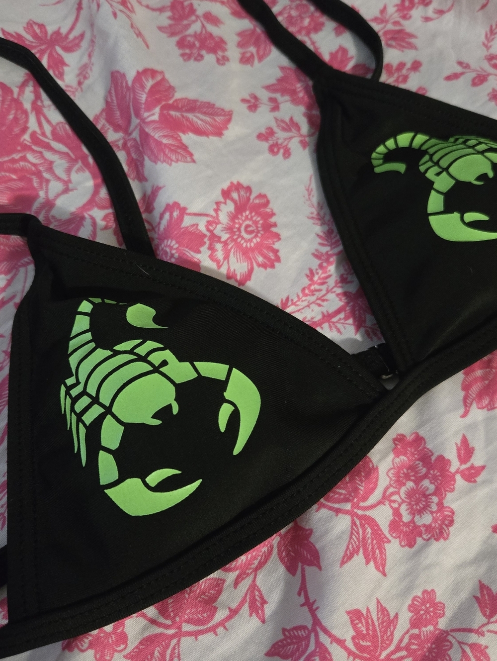 Brand New Scorpion Print Gothic Rocker Triangle Bikini Top Small